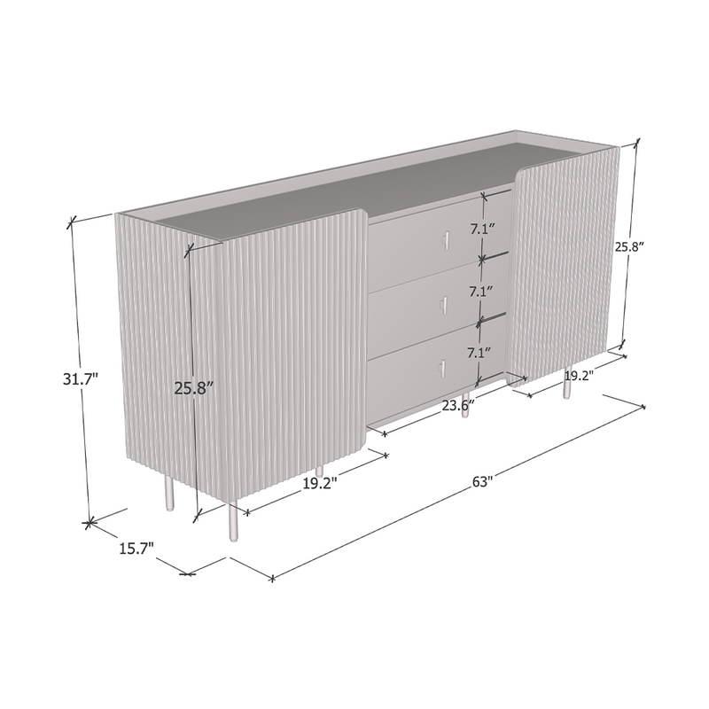 Dalia 2D3SZ Sideboard dimensions diagram