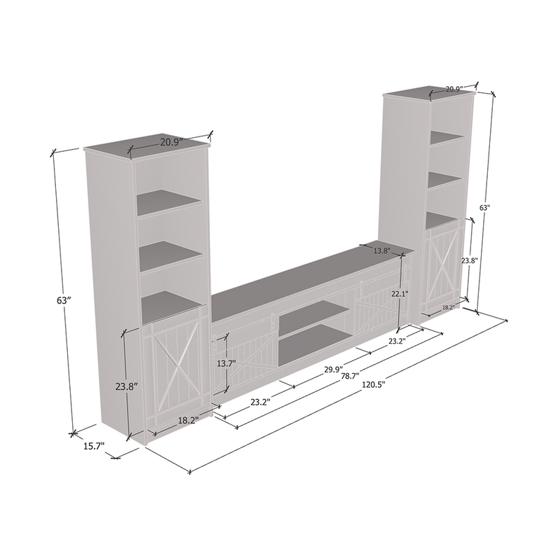 Granero 01 Entertainment Center dimensions diagram