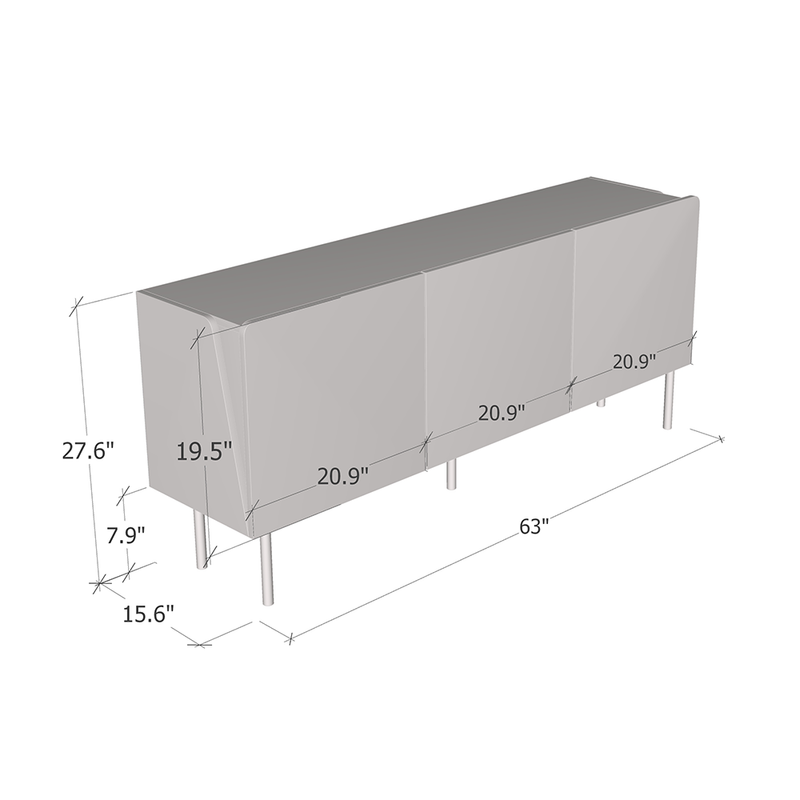 Venus 3D Sideboard dimensions diagram