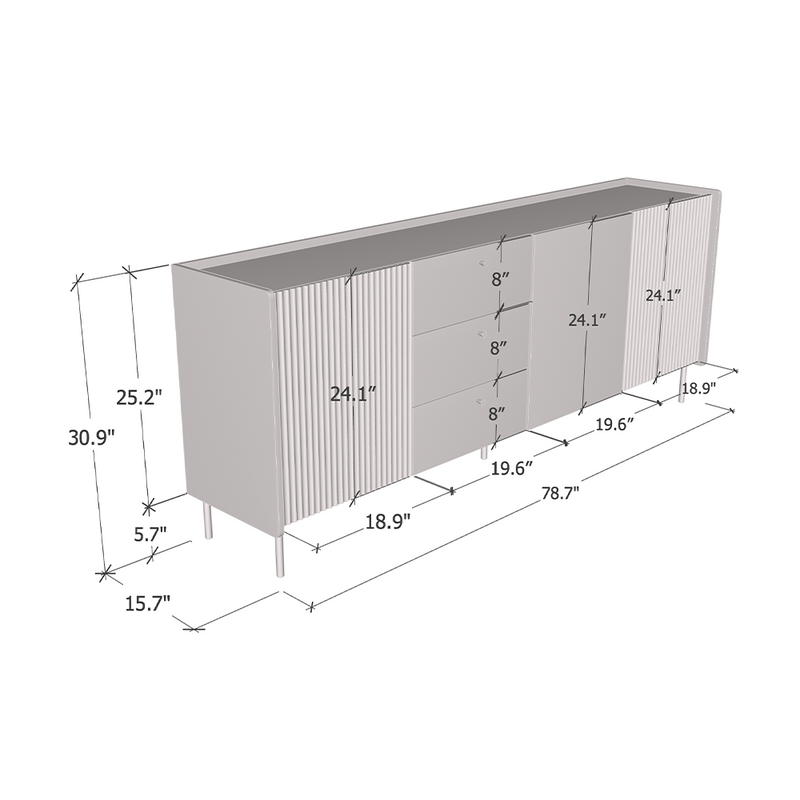 Brandy 3D3S Sideboard dimensions diagram