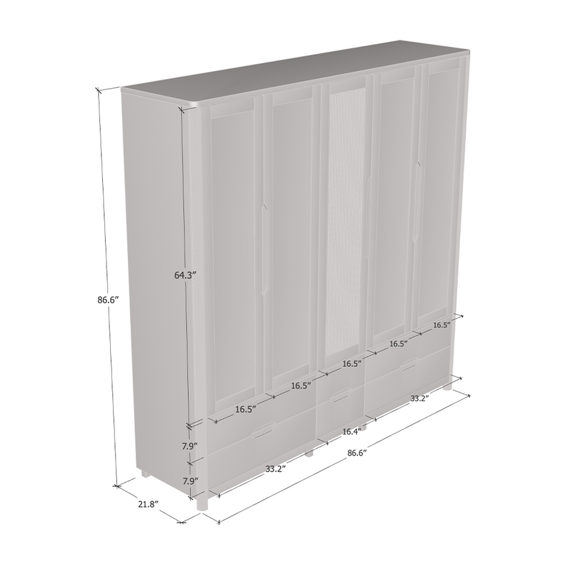 Nest 5D Solid Wood Wardrobe dimensions diagram