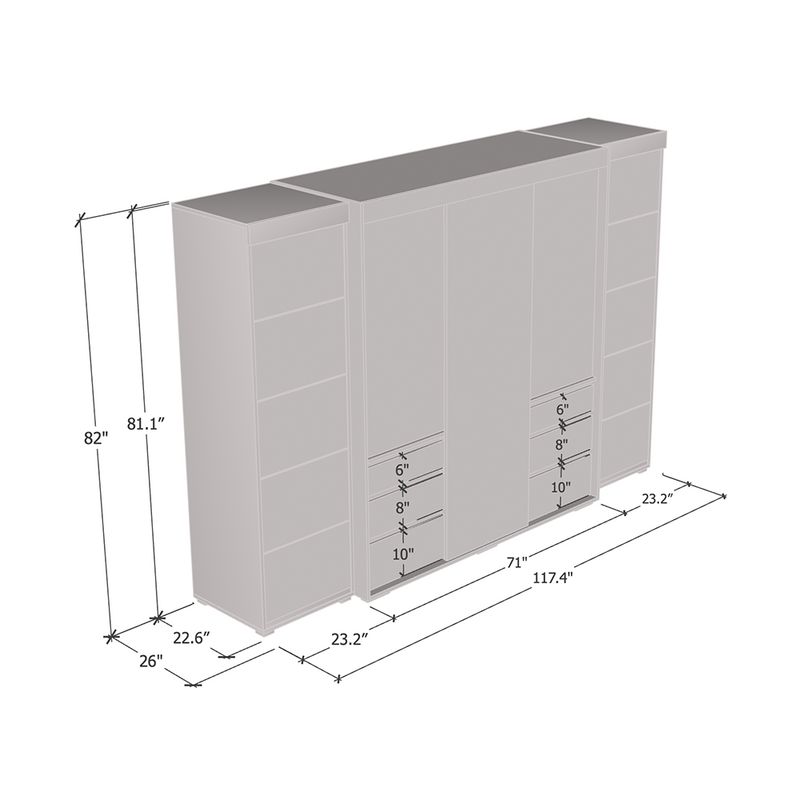 Monaco 3D-EXEX Wardrobe dimensions diagram