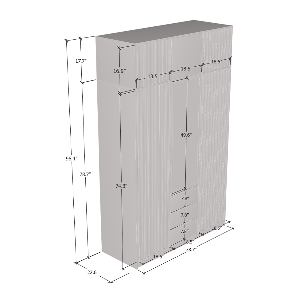 Bali Lux 3D Wardrobe with Extension