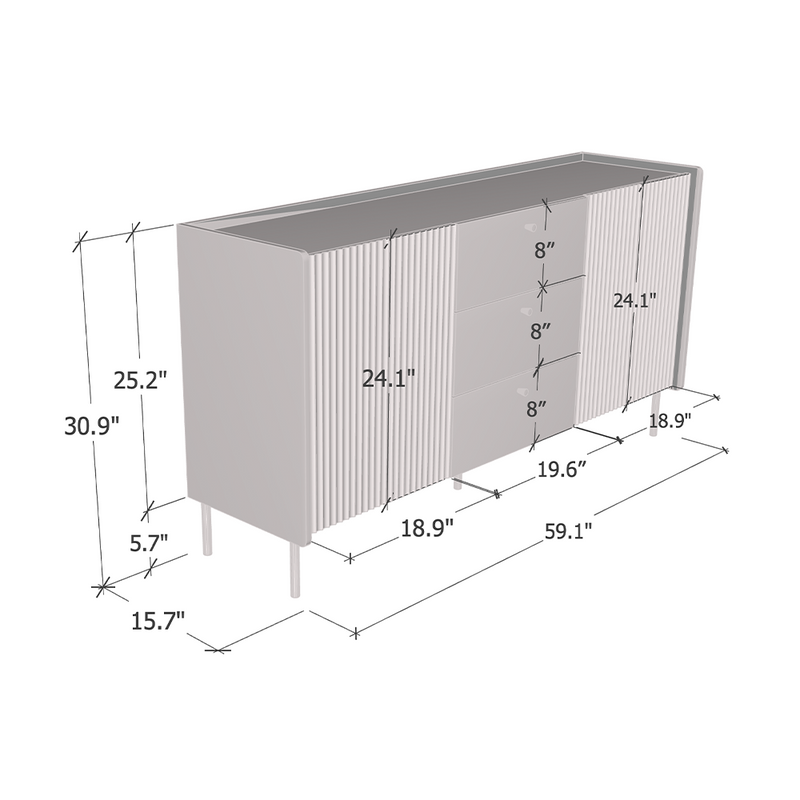 Brandy 2D3S Sideboard dimensions diagram