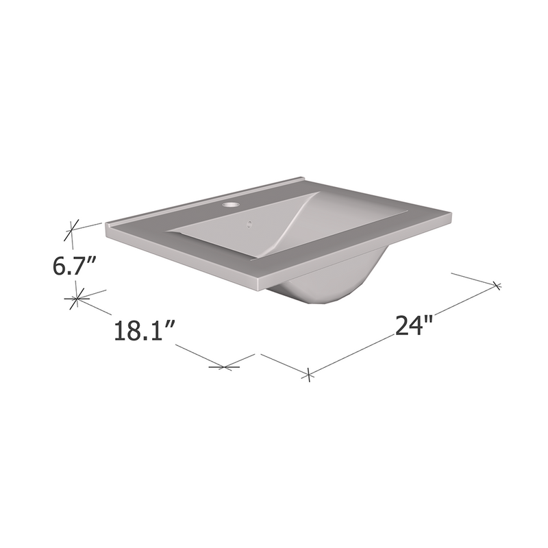 24 Inch Ceramic Drop In Sink dimensions diagram