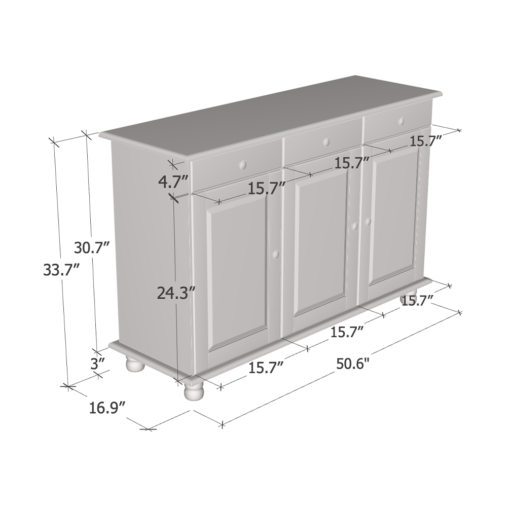 Rubi 3D Solid Wood Sideboard