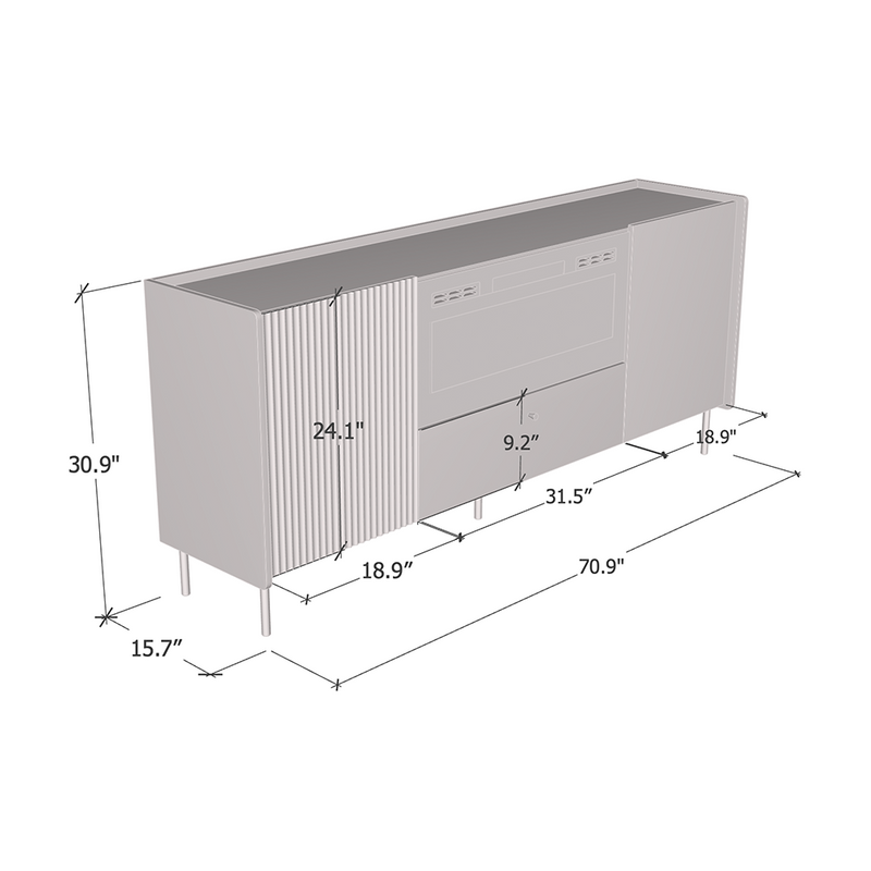 Brandy 180 BL-EF Fireplace Sideboard dimensions diagram