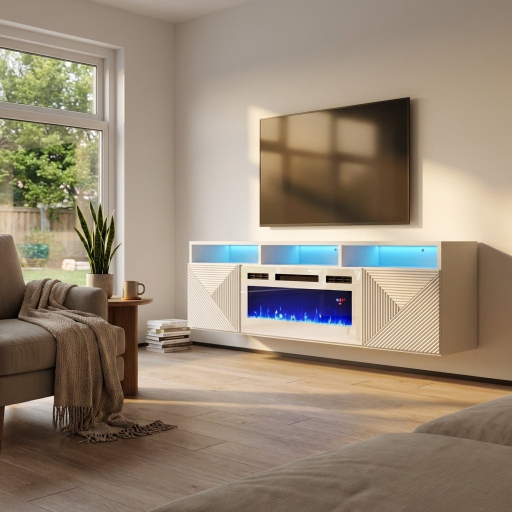 Giza WH-EF Floating Fireplace TV Stand