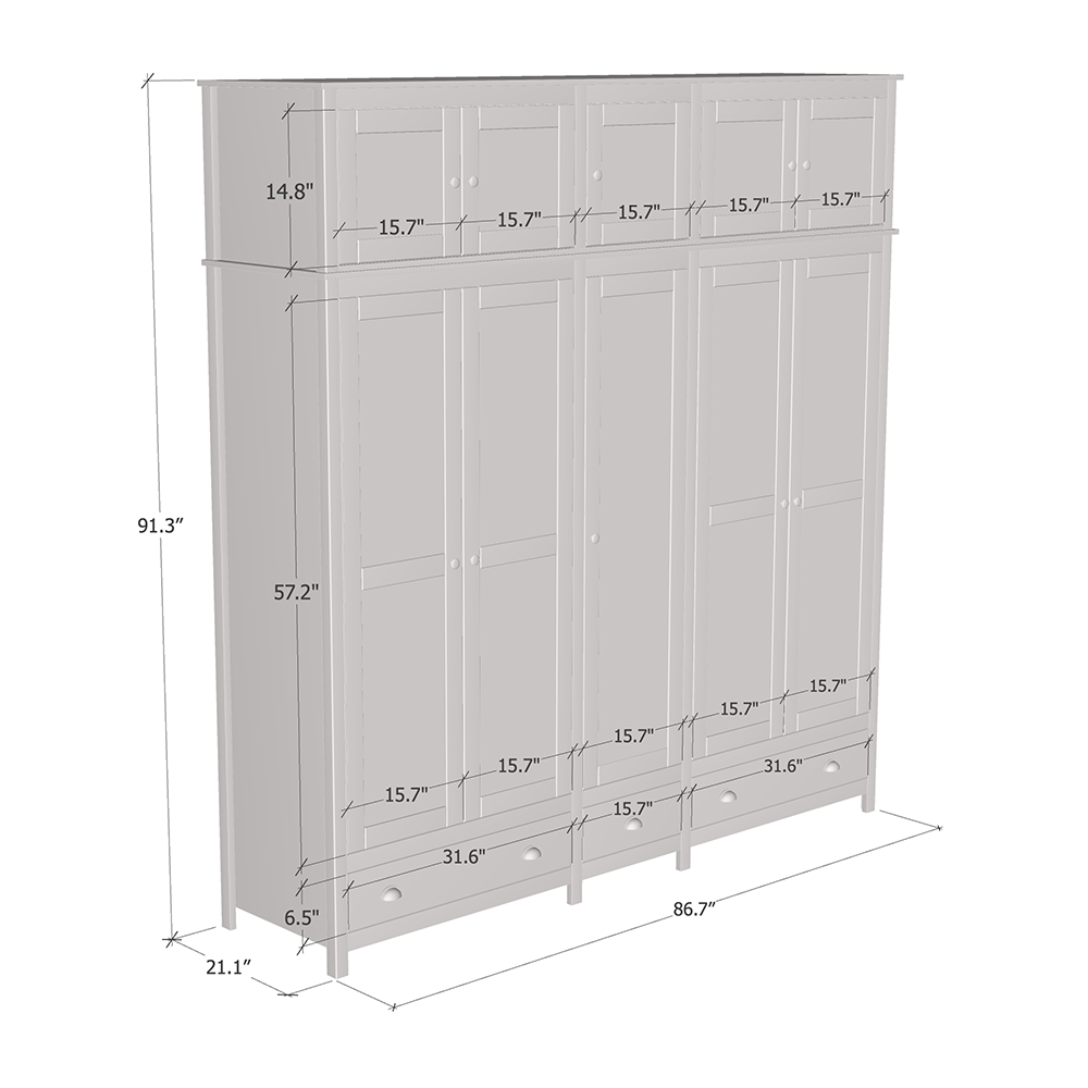 Topazio 10D3S Solid Wood Wardrobe