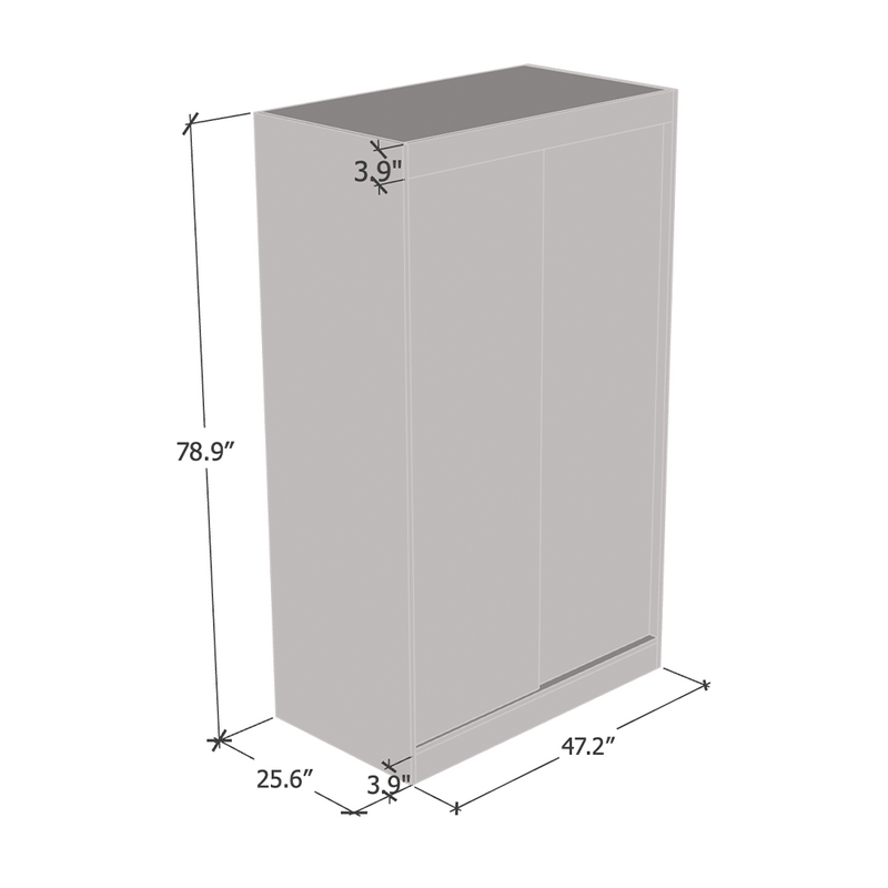 Aria 2D Wardrobe with All Mirror dimensions diagram