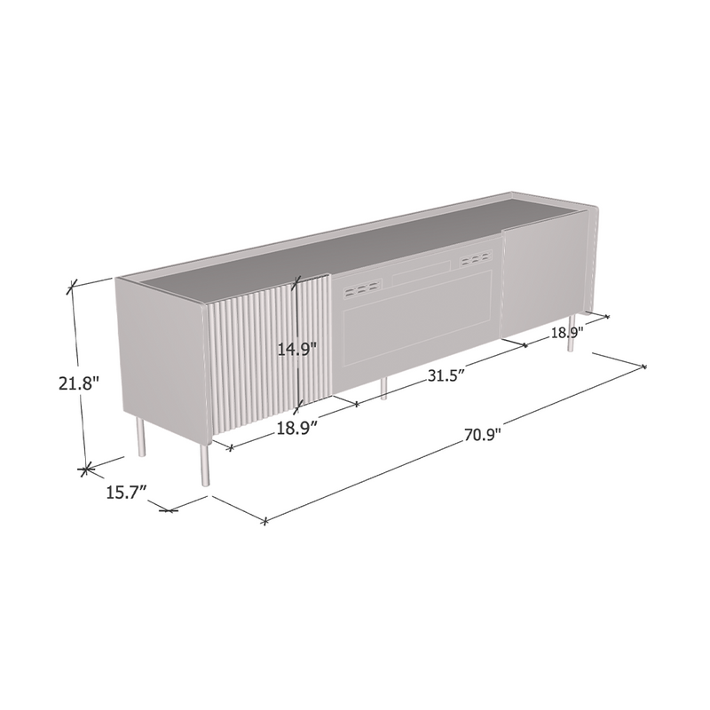 Brandy 180 WH-EF Fireplace TV Stand dimensions diagram