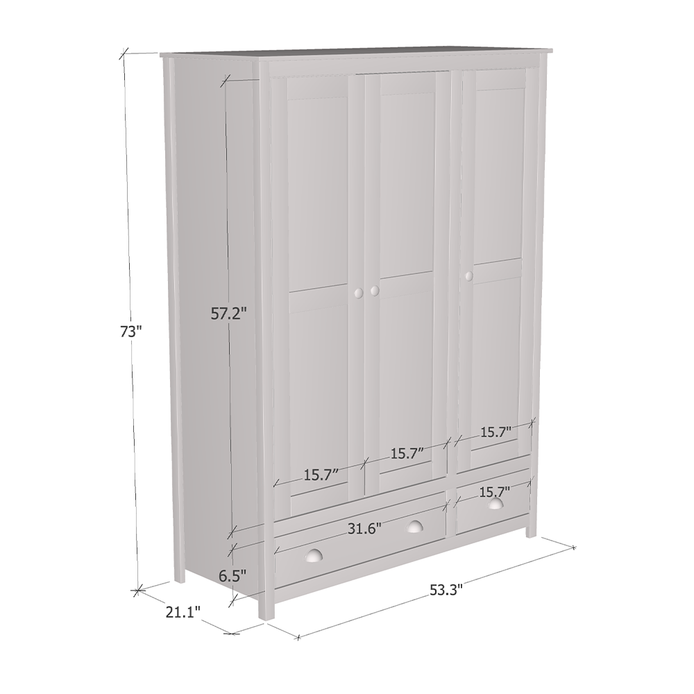 Topazio 3D2S Solid Wood Wardrobe