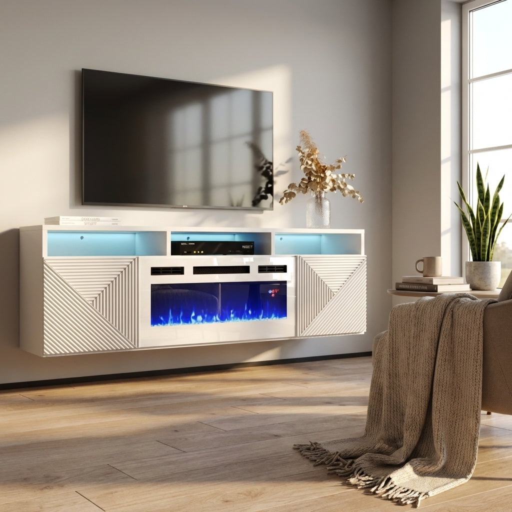 Giza WH-EF Floating Fireplace TV Stand
