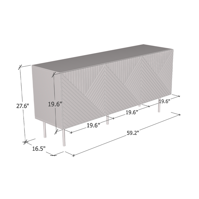 Art Deco Sideboard dimensions diagram