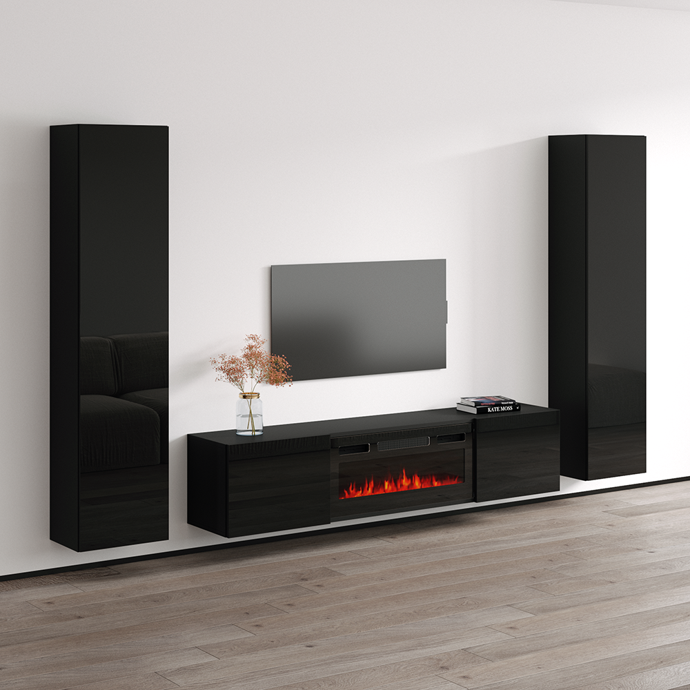 Cali BL-EF Floating Fireplace Entertainment Center - Meble Furniture