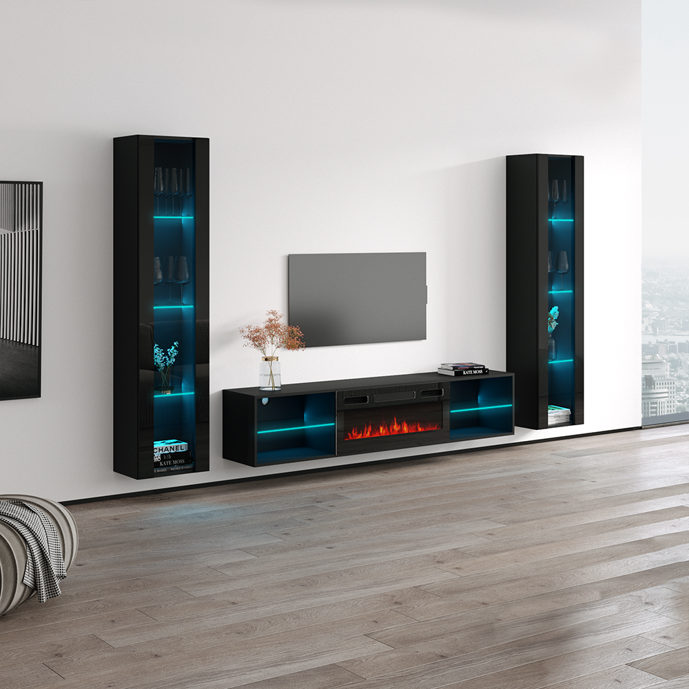 Lima BL-EF Floating Fireplace Entertainment Center - Meble Furniture