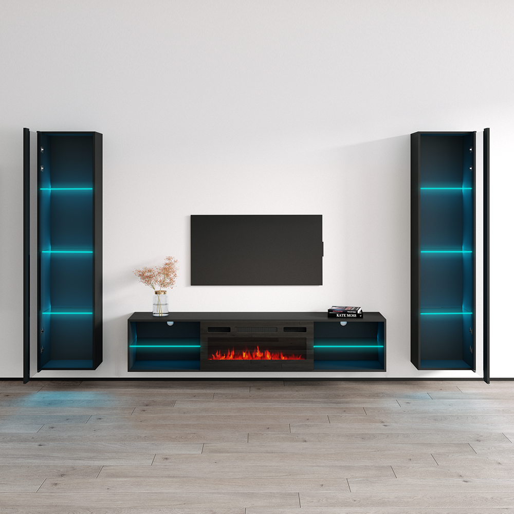 Lima BL-EF Floating Fireplace Entertainment Center - Meble Furniture