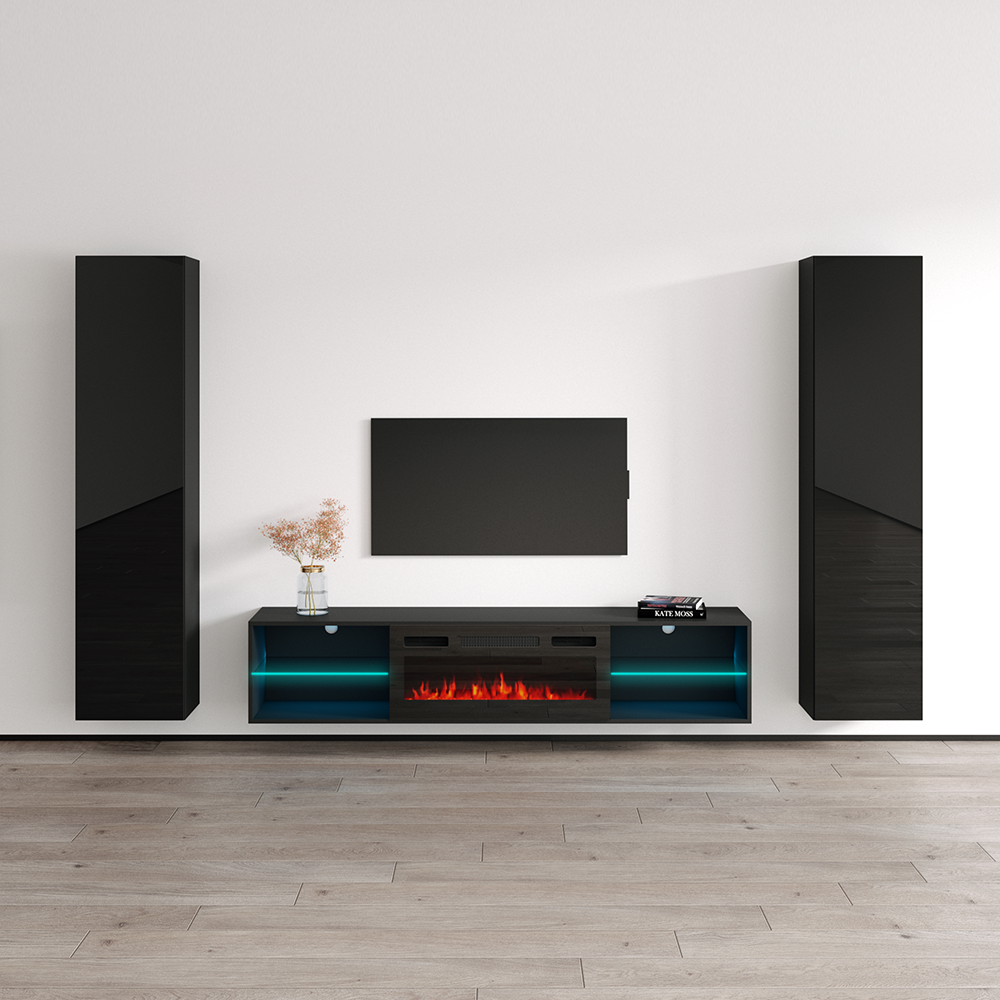 Lima BL-EF Floating Fireplace Entertainment Center - Meble Furniture