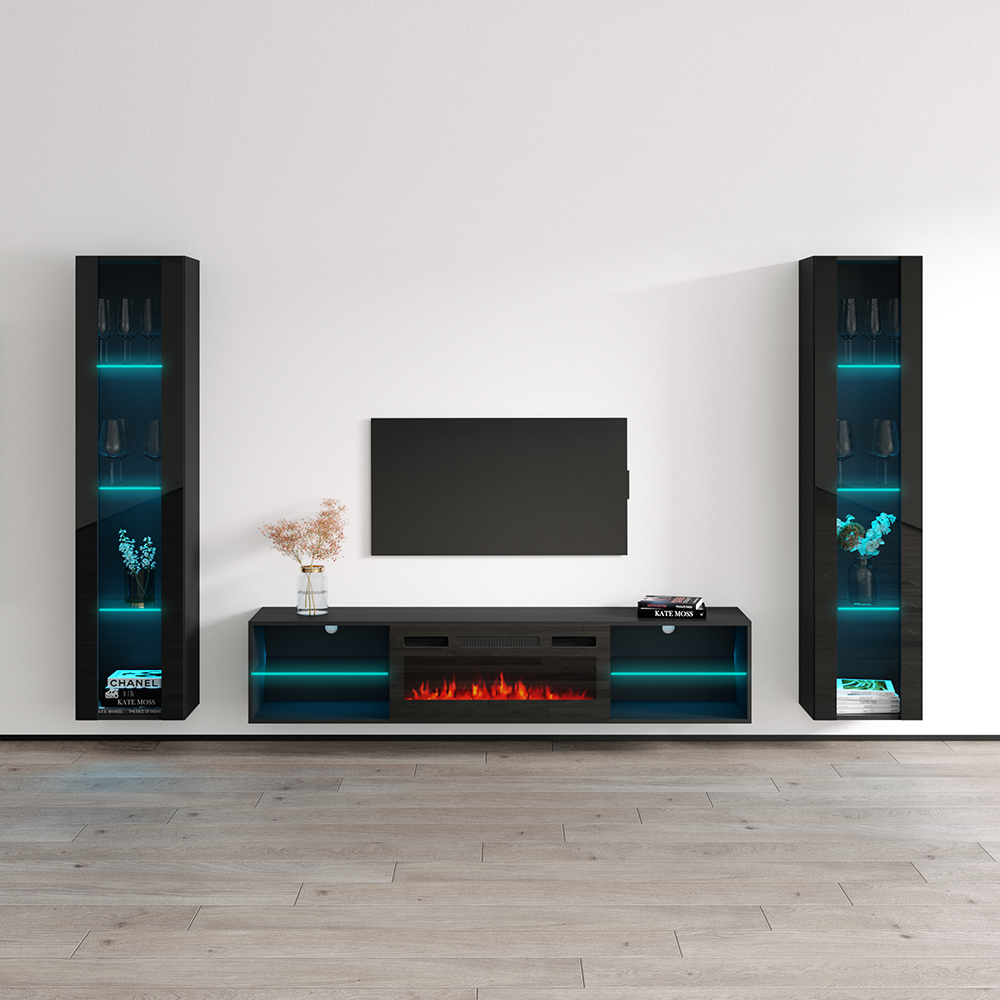 Lima BL-EF Floating Fireplace Entertainment Center - Meble Furniture