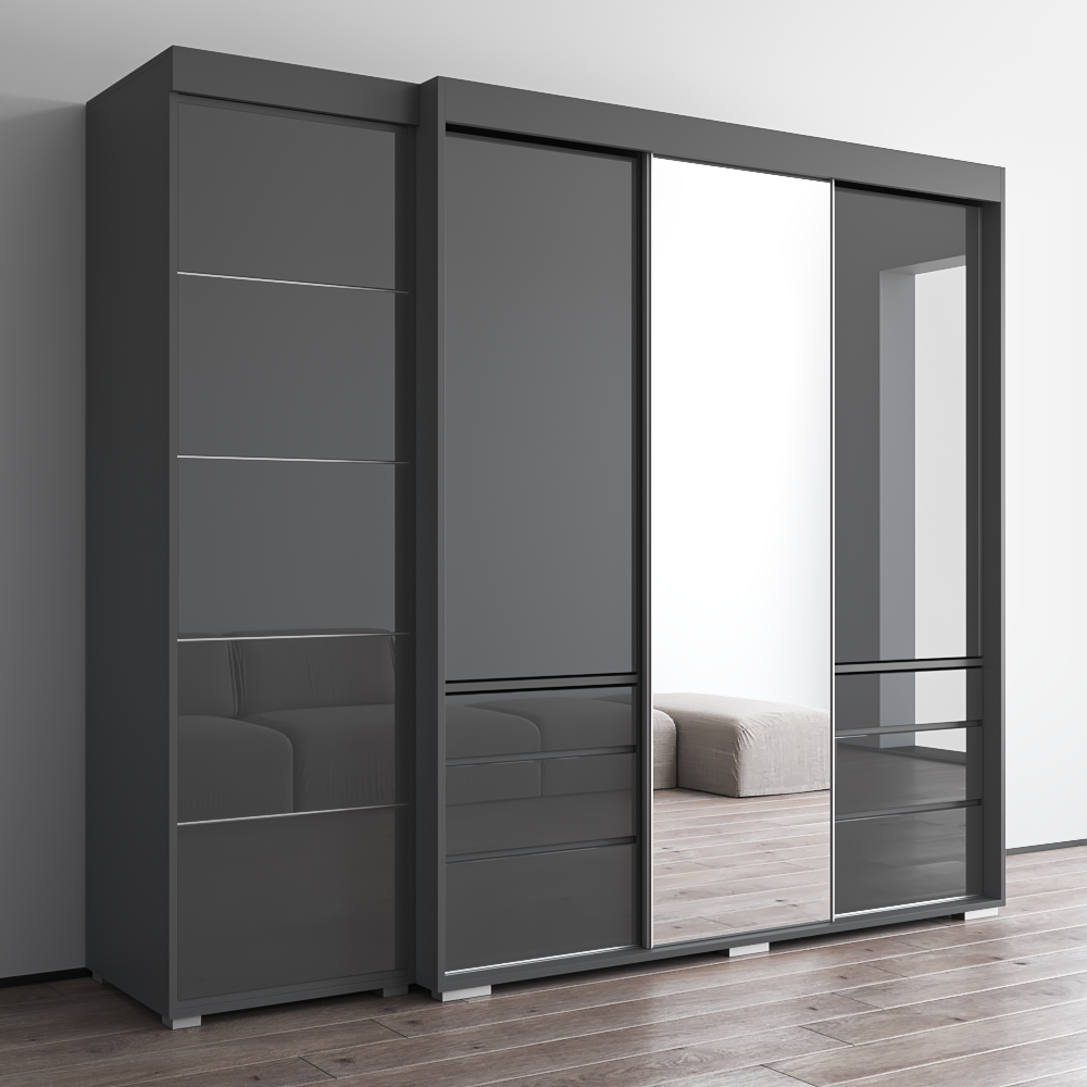 Monaco 3D-EX Wardrobe with 1 Mirror - Meble Furniture