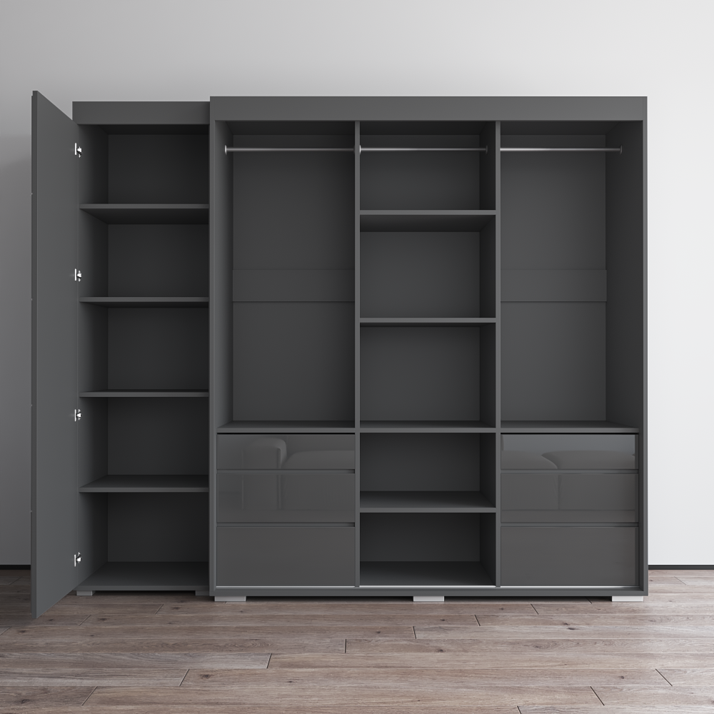 Monaco 3D-EX Wardrobe with 1 Mirror - Meble Furniture
