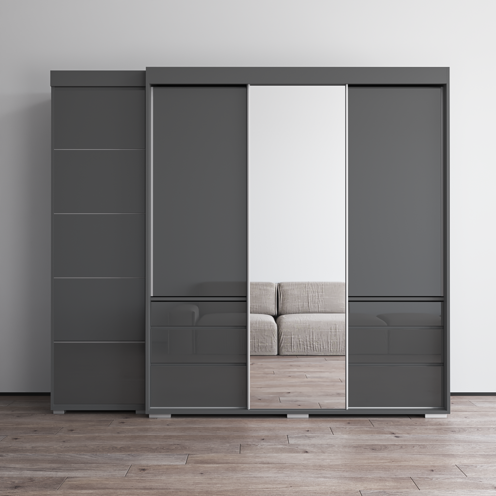 Monaco 3D-EX Wardrobe with 1 Mirror - Meble Furniture