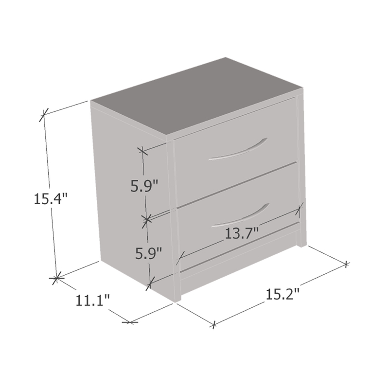 Polo 2D Nightstand dimensions diagram