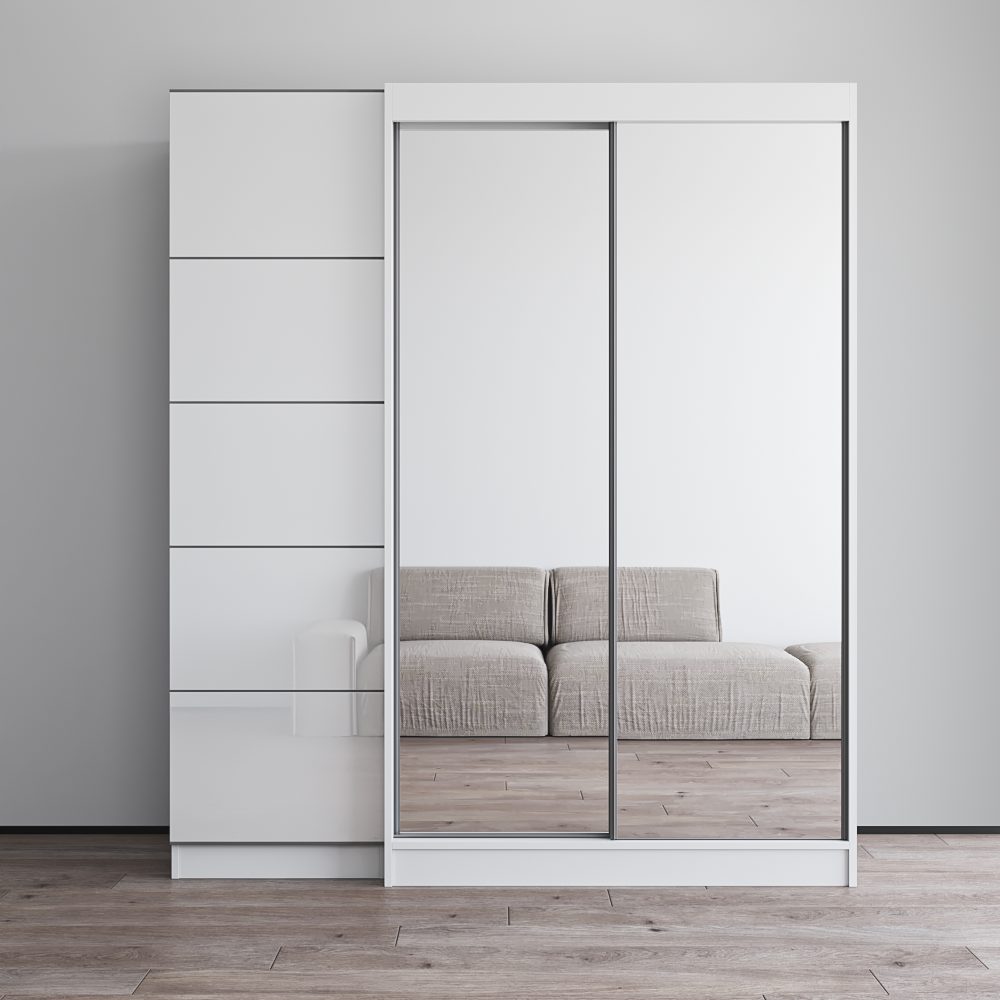 Aria 2D120-EX Wardrobe with 2 Mirrors - Meble Furniture
