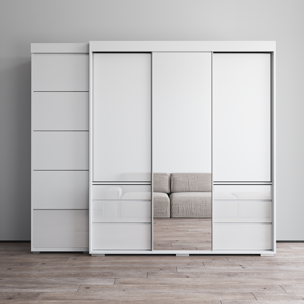 Monaco 3D-EX Wardrobe with 1 Mirror - Meble Furniture