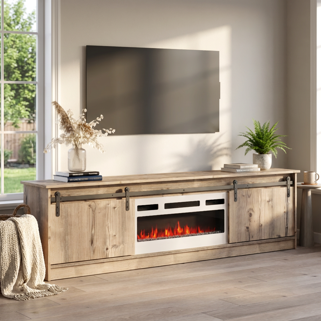 Granero 04 WH-EF Fireplace TV Stand
