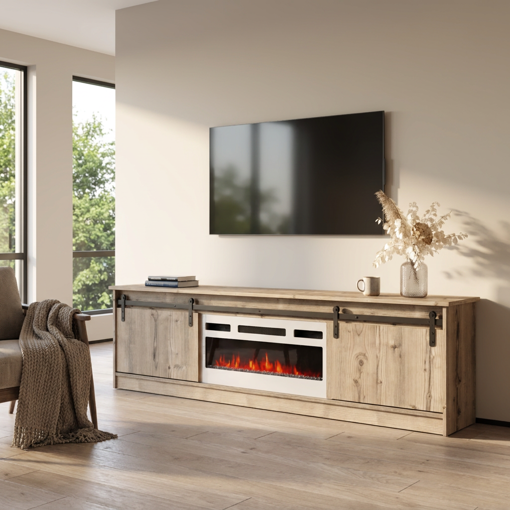 Granero 04 WH-EF Fireplace TV Stand