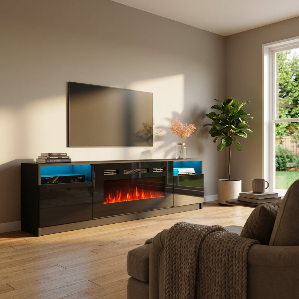 York 02 Fireplace TV Stand