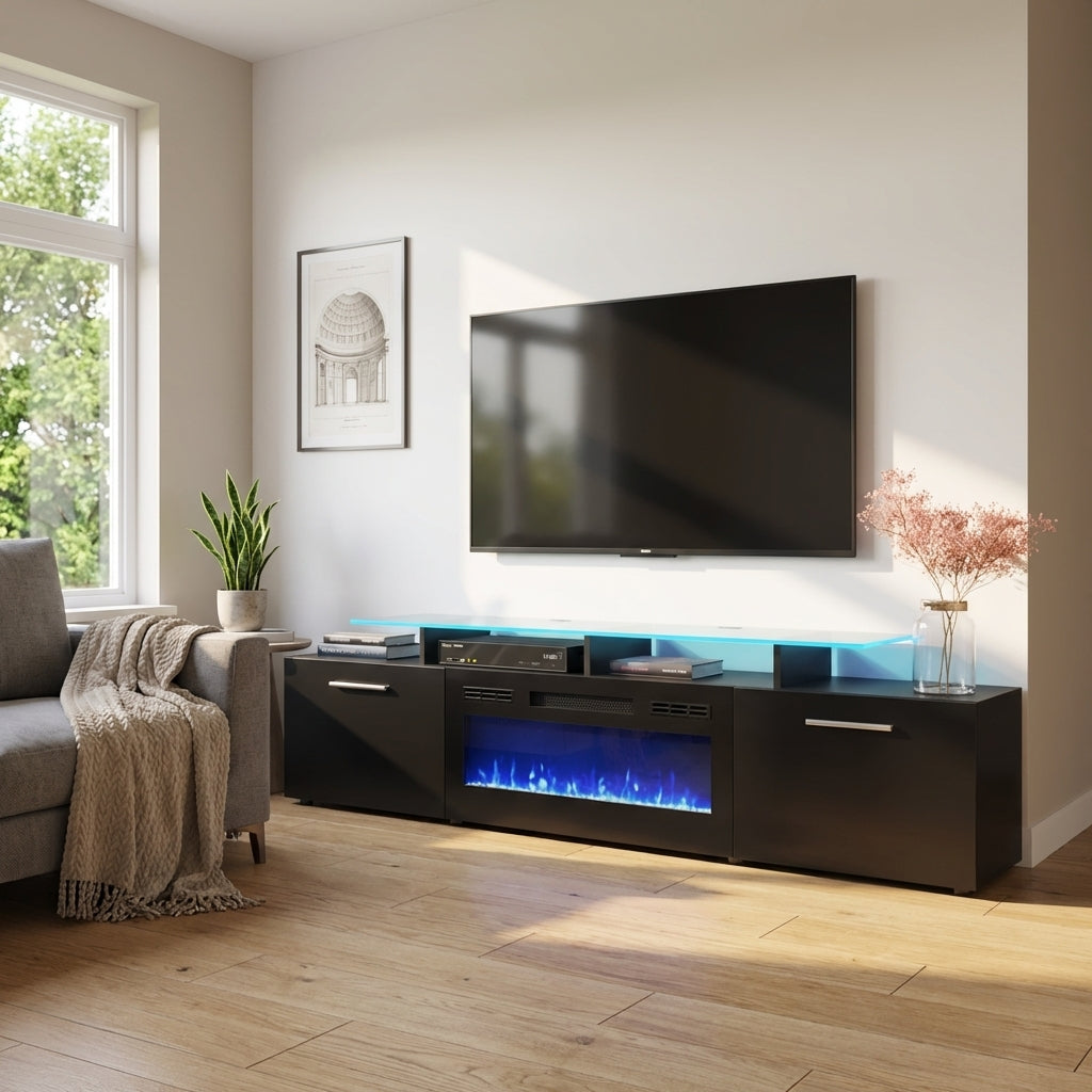 Rova BL-EF Fireplace TV Stand