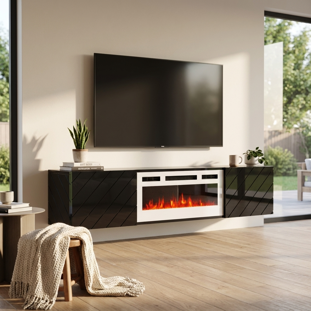 Luxe WH-EF Floating Fireplace TV Stand