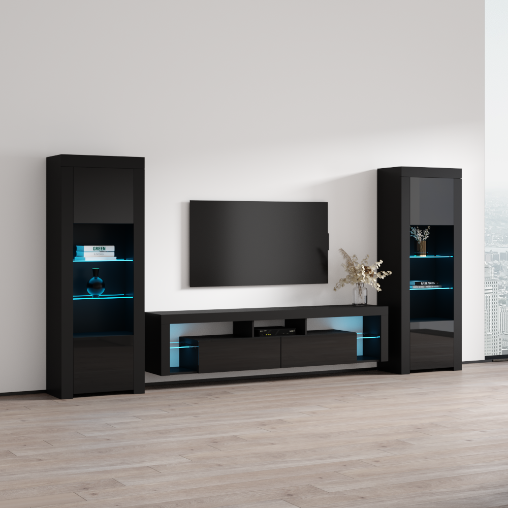 Milano 200 Floating BK-BK Entertainment Center - Meble Furniture