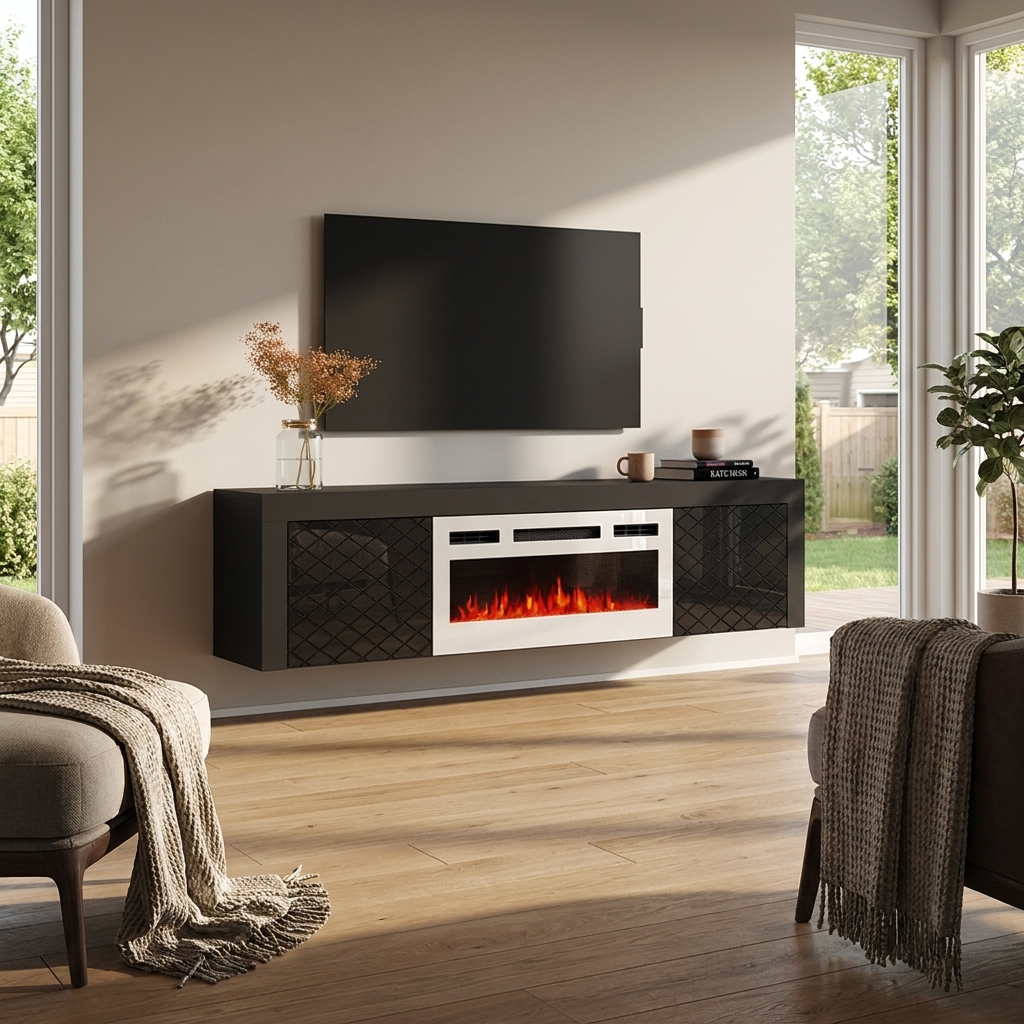 Dia WH-EF Floating Fireplace TV Stand