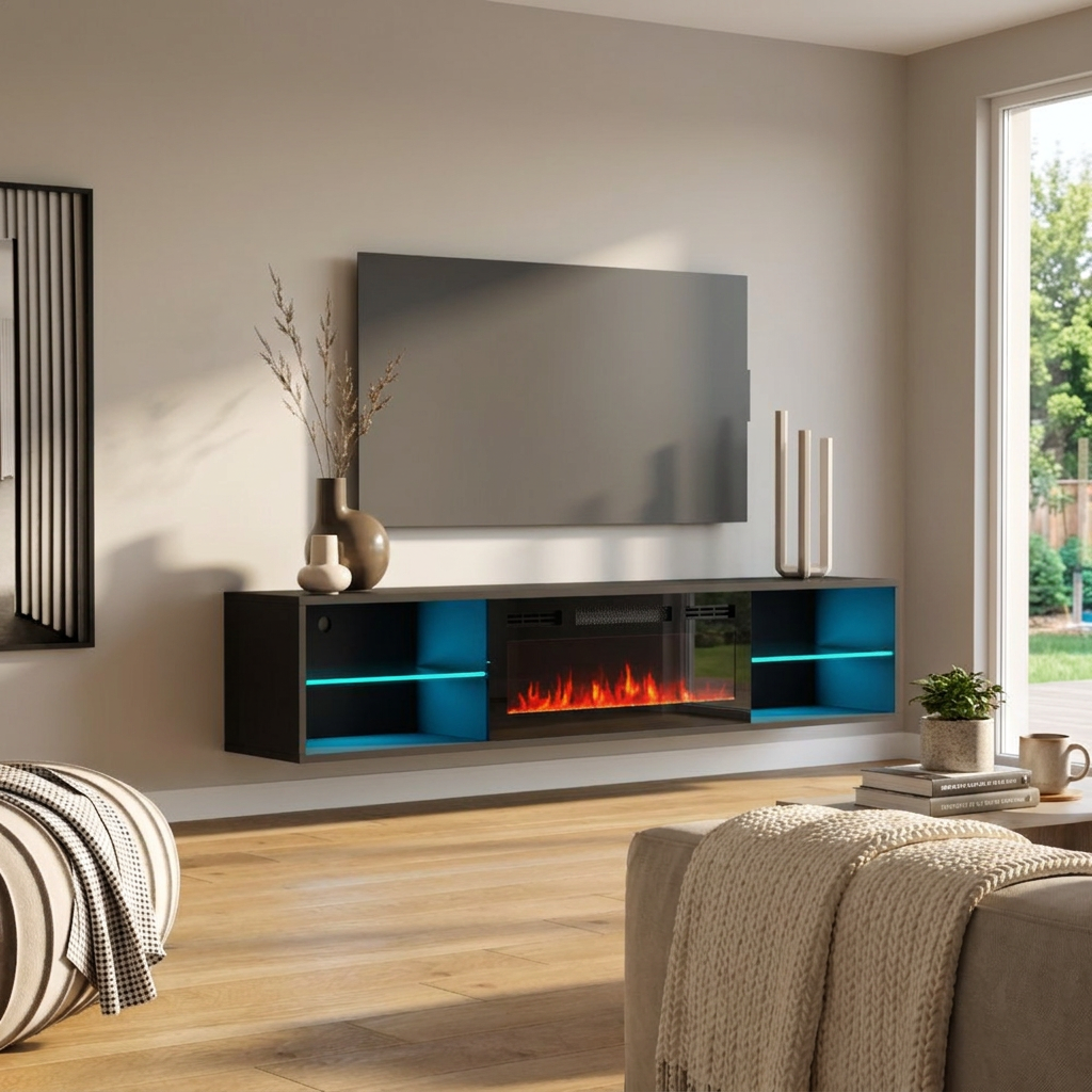 Lima BL-EF Floating Fireplace TV Stand