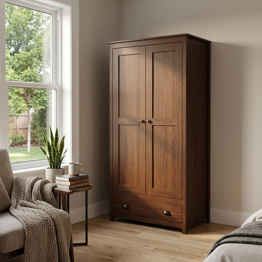 Topazio 2D1S Solid Wood Wardrobe