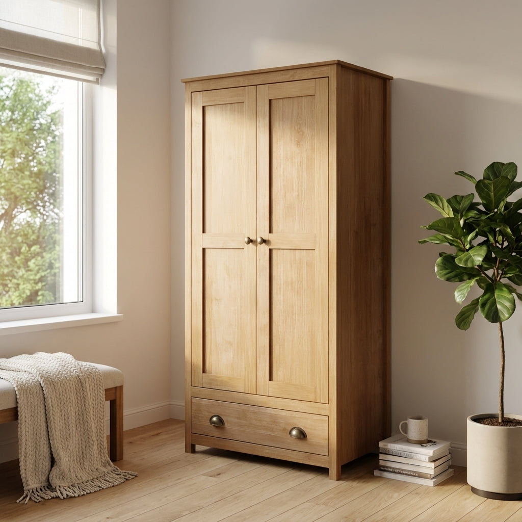 Topazio 2D1S Solid Wood Wardrobe