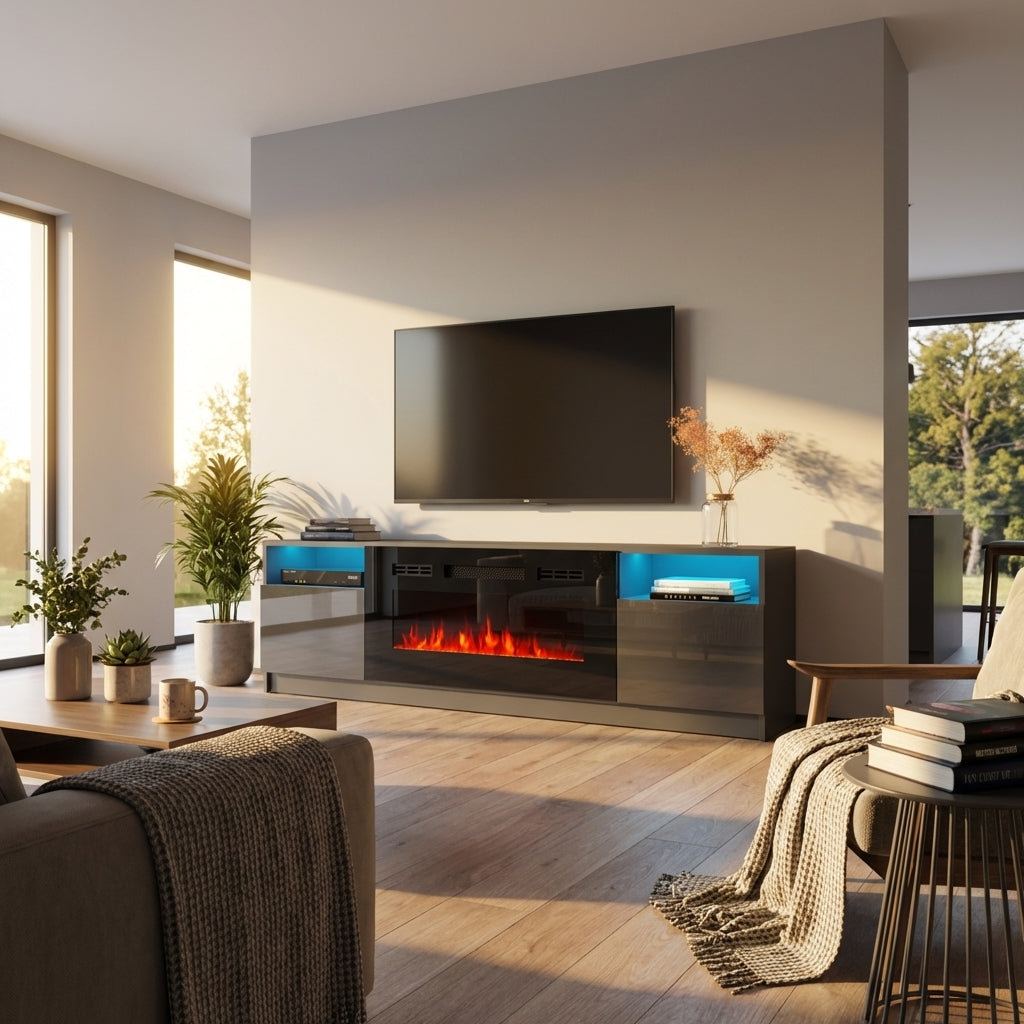 York 02 Fireplace TV Stand