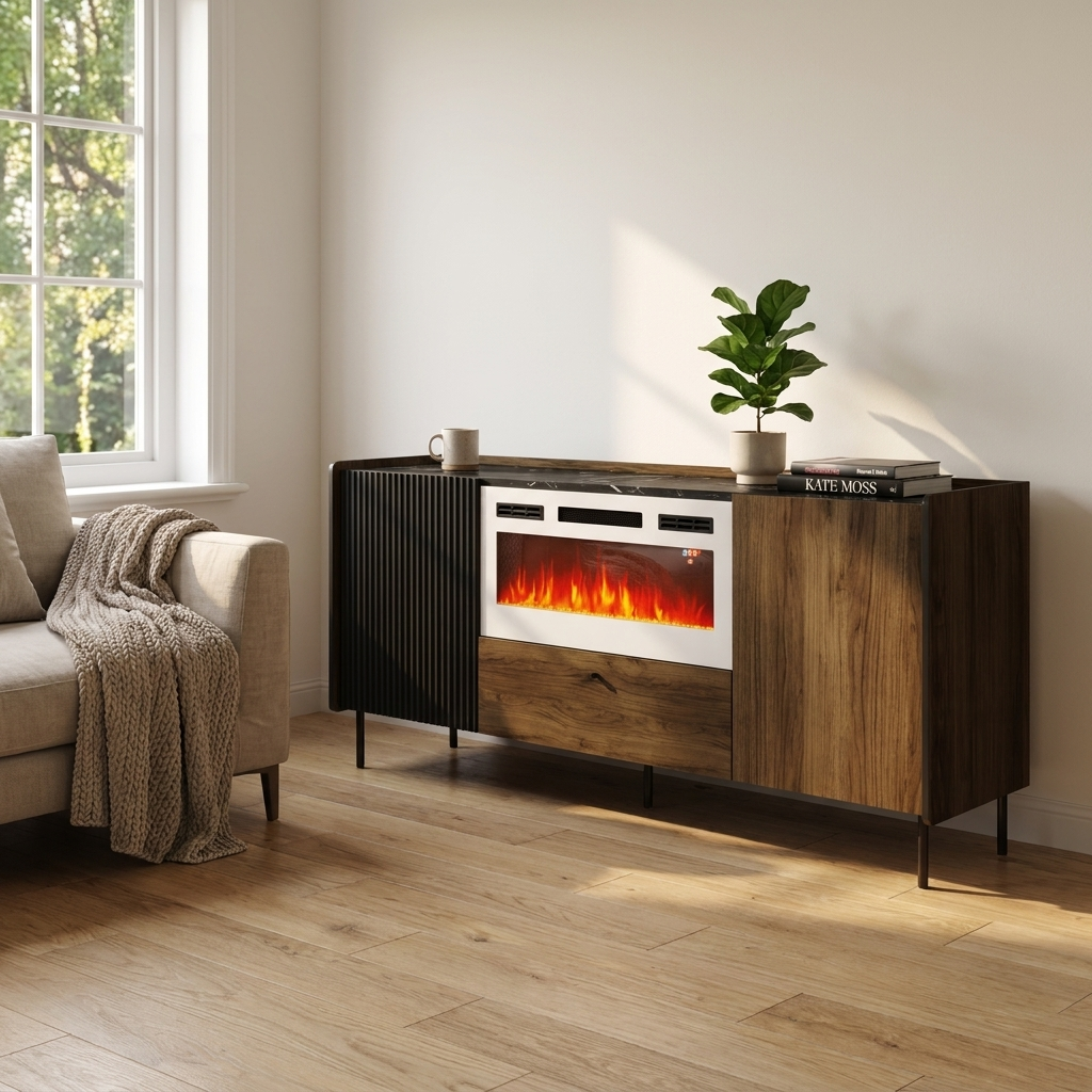 Brandy 180 WH-EF Fireplace Sideboard