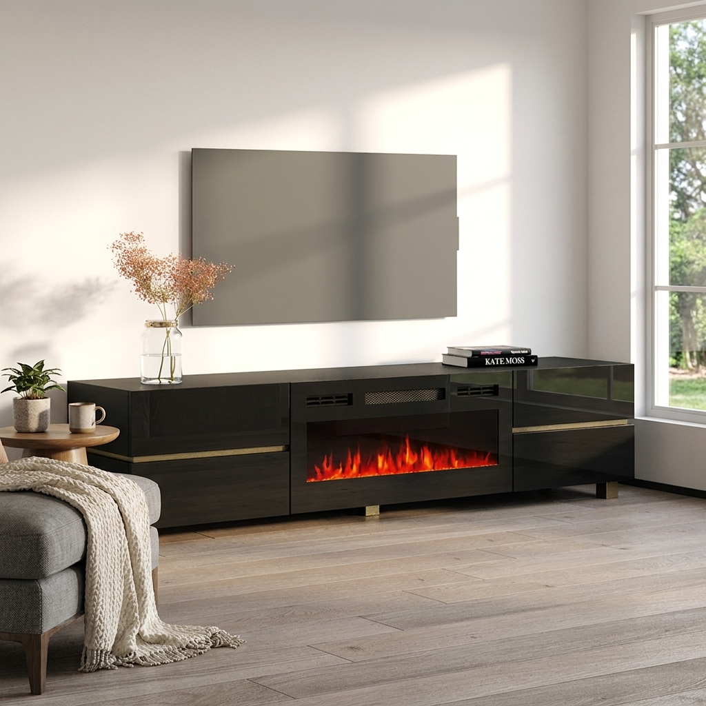 Bono 01 BL-EF Fireplace TV Stand