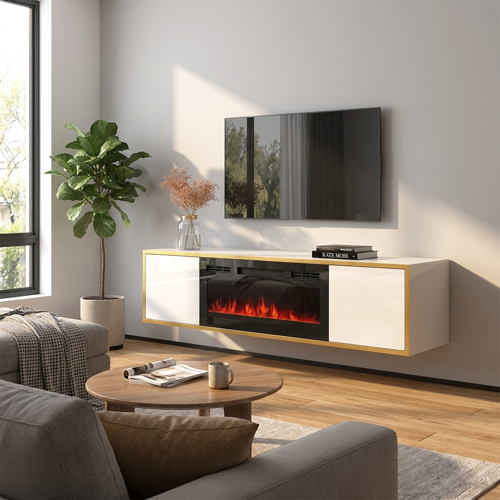 Goldie BL-EF Floating Fireplace TV Stand