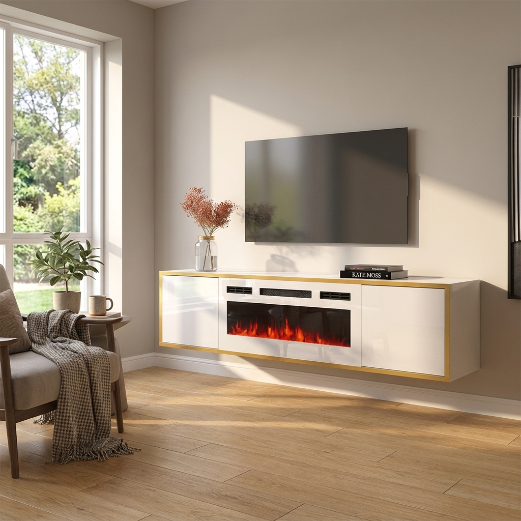 Goldie WH-EF Floating Fireplace TV Stand