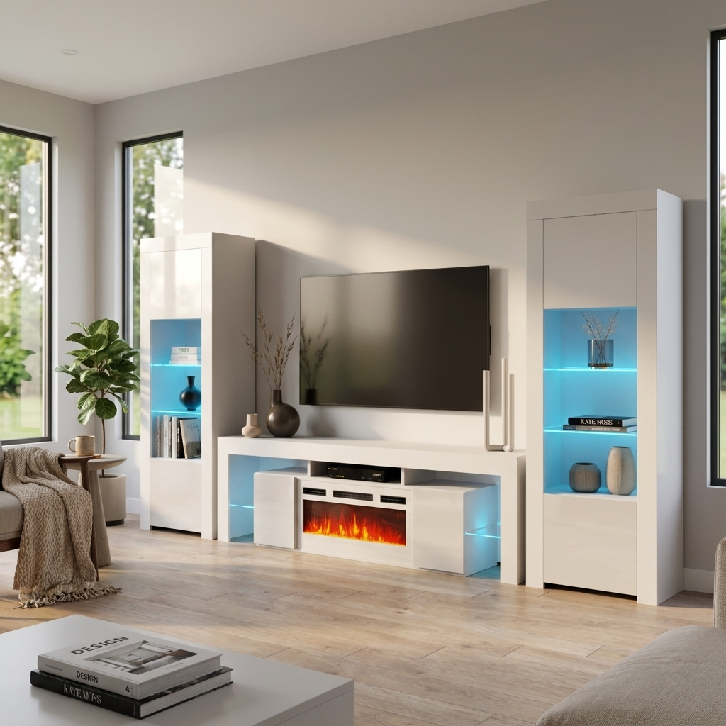 Soleo WH-EF BK-BK Entertainment Center