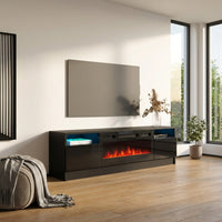 Duke 01 BL-EF Electric Fireplace 63" TV Stand - Meble Furniture