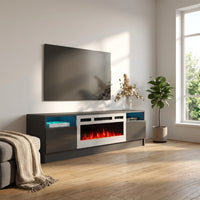 Duke 01 WH-EF Electric Fireplace 63" TV Stand - Meble Furniture