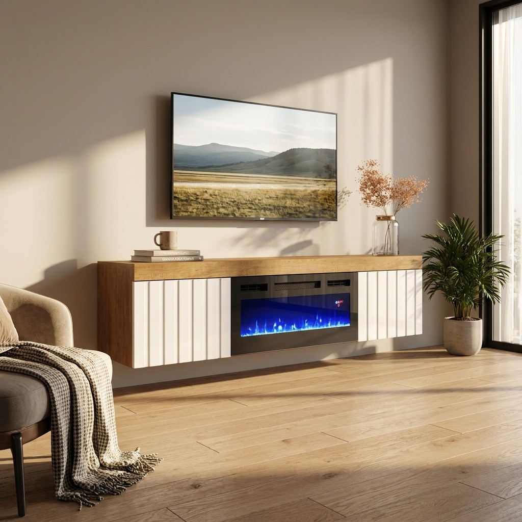 Knoxville BL-EF Floating Fireplace TV Stand