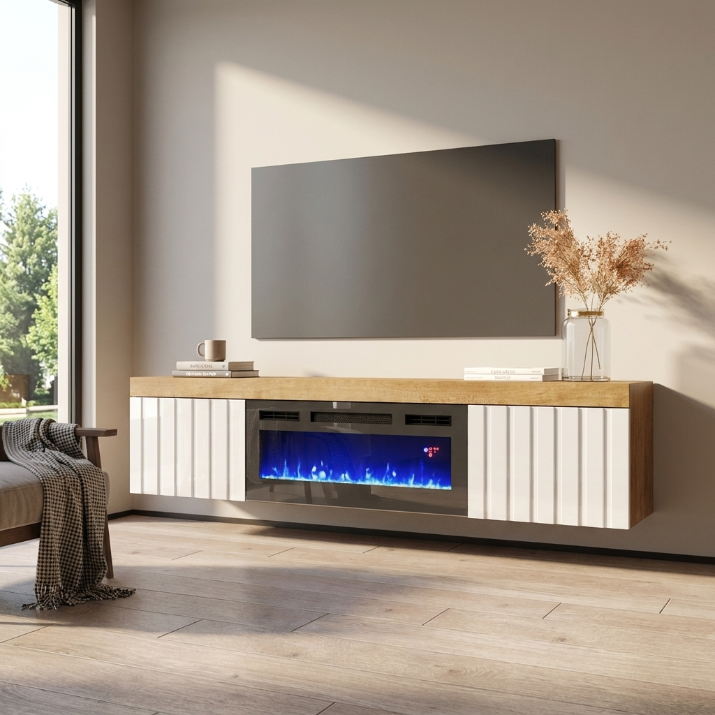 Knoxville BL-EF Floating Fireplace TV Stand