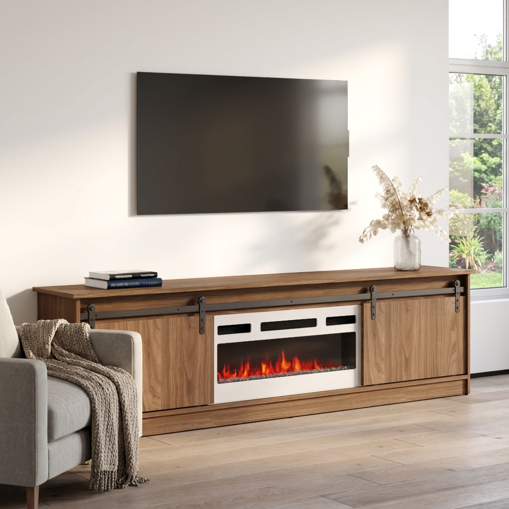 Granero 04 WH-EF Fireplace TV Stand